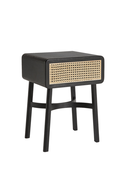 John Lewis OUTLET Rattan Storage Bedside Table, Like New, Black, Black