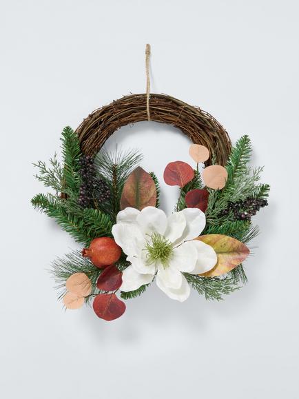 John Lewis Magnolia Rattan Wreath, Dia.40cm, Red