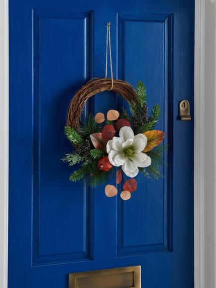 John Lewis Magnolia Rattan Wreath, Dia.40cm - view 2, Red