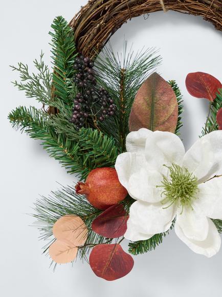 John Lewis Magnolia Rattan Wreath, Dia.40cm - view 2, Red