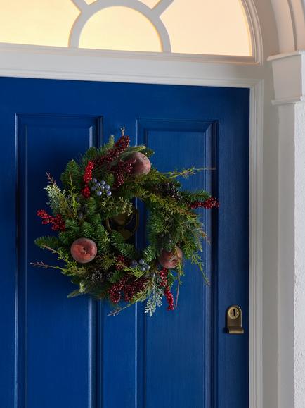 John Lewis Frosted Apple Wreath, Dia.50cm - view 2, Red