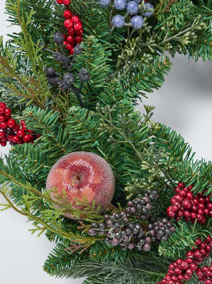 John Lewis Frosted Apple Wreath, Dia.50cm - view 2, Red