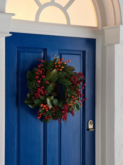 John Lewis Orange Berry Wreath, Dia.50cm - view 2, Green