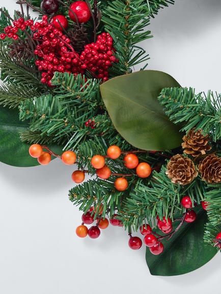 John Lewis Orange Berry Wreath, Dia.50cm - view 2, Green