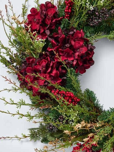 John Lewis Luxury Hydrangea Wreath, Dia.60cm - view 2, White