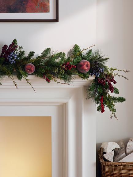 John Lewis Frosted Apple Garland, L180cm - view 2, Red