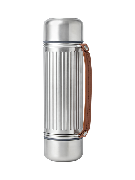 black+blum Vacuum Insulated Stainless Steel Flask & 2 Cups, 1.4L, Silver, Stainless Steel