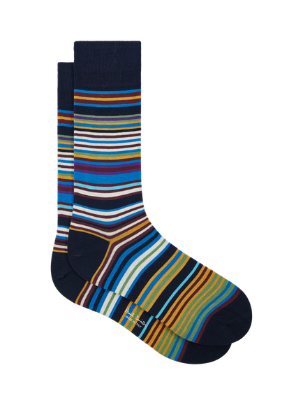 Paul Smith Cotton Rich Stripe & Spot Crew Socks, Pack of 2, Blue Navy - view 2, Blue Navy