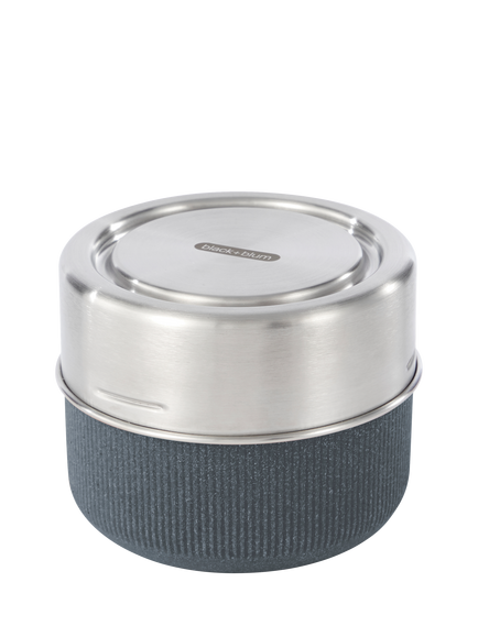 black+blum Leak-Proof Glass Lunch Pot & Case, 600ml, Slate, Clear