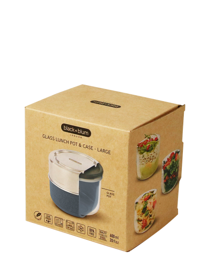 black+blum Leak-Proof Glass Lunch Pot & Case, 600ml, Slate - view 2, Clear