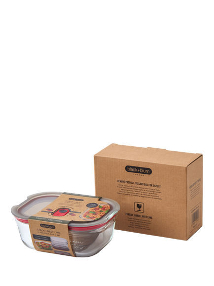 black+blum Stack & Nest Leak-Proof Glass Food Container, 600ml, Clear - view 2, Clear