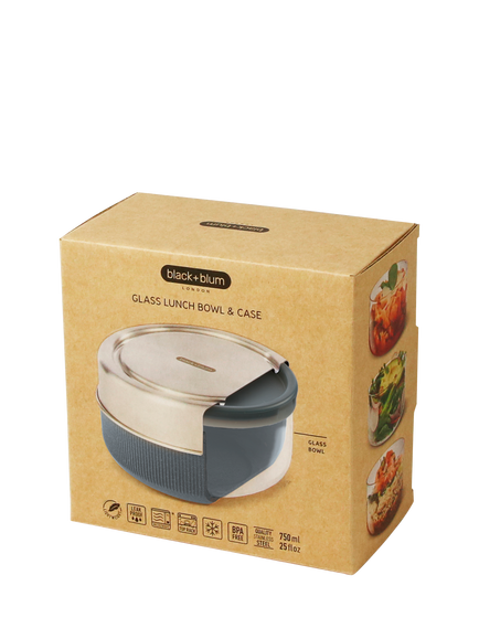 black+blum Leak-Proof Round Glass Lunch Bowl & Case, 750ml, Clear - view 2, Clear