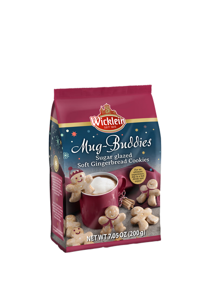 Wicklein Mug-Buddies Sugar Glazed Soft Gingerbread Cookies, 175g, Multi