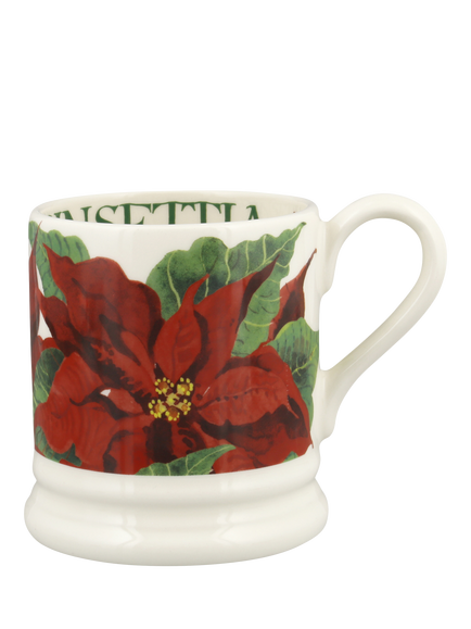 Emma Bridgewater Poinsettia Half Pint Earthenware Mug, 300ml, Multi