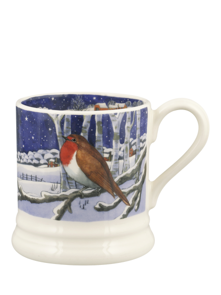 Emma Bridgewater Midnight Robin Earthenware Half Pint Mug, 300ml, Multi