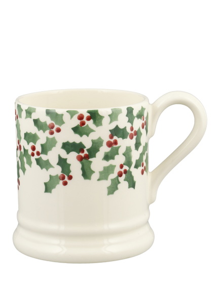 Emma Bridgewater Scattered Holly Earthenware Half Pint Mug, 300ml, Multi