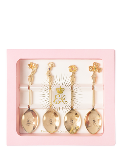 Royal Collection QE100 Gold Plated Stainless Steel Teaspoons, Set of 4, Multi