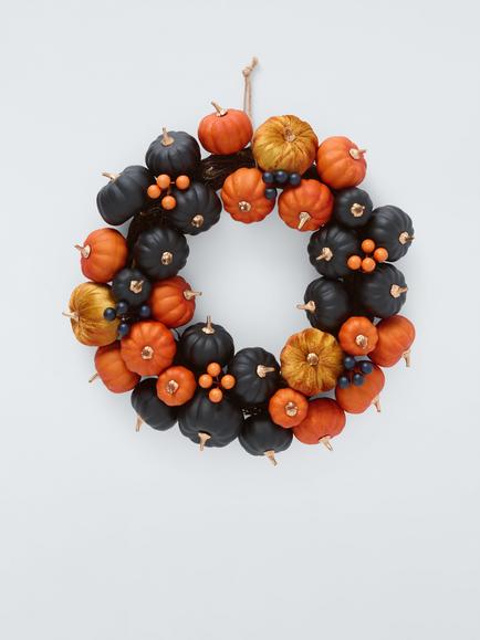 John Lewis Pumpkin Wreath, Black/Orange, Black & Orange