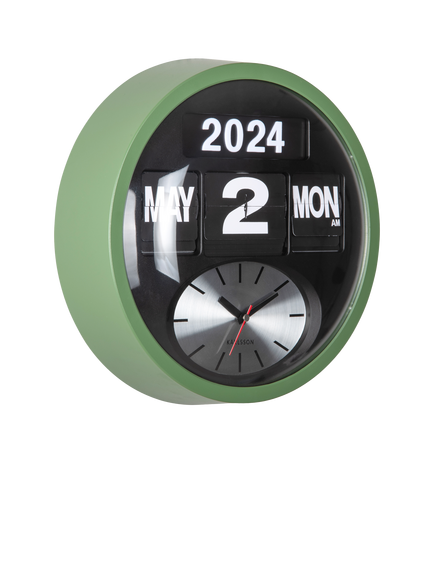 Karlsson Round Flip Analogue Wall Clock, 32cm - view 2, Jungle Green