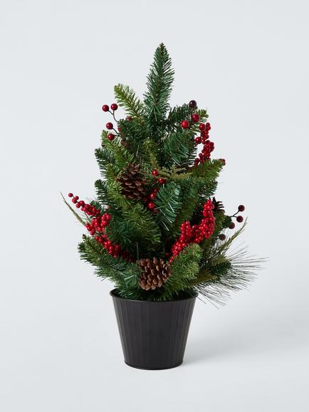 John Lewis Unlit Berry & Pinecone Tree, H61cm, Gold