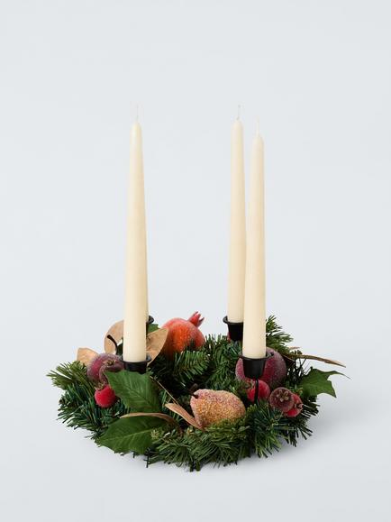 John Lewis Frosted Fruit Dinner Candle Holder - view 2, Green