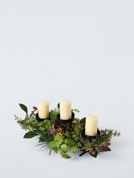 John Lewis Winter Foliage Pillar Candle Holder - view 2, White