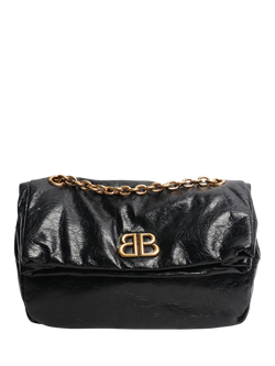 Pre-loved Balenciaga Monaco Chain-Strap Shoulder Bag, Black, Black