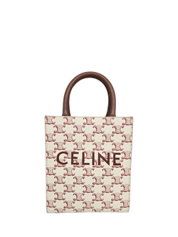 Pre-loved CELINE Mini Vertical Caba Tote Bag, Cream/Red, Cream/Red