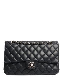 Pre-loved CHANEL 2010 Medium Lambskin Classic Double Flap Bag, Black, Black