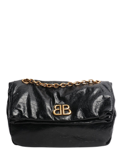 Pre-loved Balenciaga Monaco Chain-Strap Shoulder Bag, Black, Black