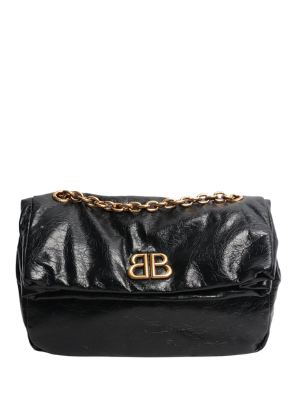 Pre-loved Balenciaga Monaco Chain-Strap Shoulder Bag, Black, Black