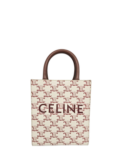 Pre-loved CELINE Mini Vertical Caba Tote Bag, Cream/Red, Cream/Red