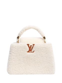 Pre-loved Louis Vuitton Shearling Capucines Top Handle Bag, Cream, Cream
