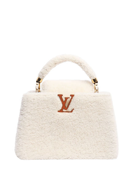 Pre-loved Louis Vuitton Shearling Capucines Top Handle Bag, Cream, Cream