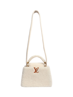 Pre-loved Louis Vuitton Shearling Capucines Top Handle Bag, Cream - view 2, Cream