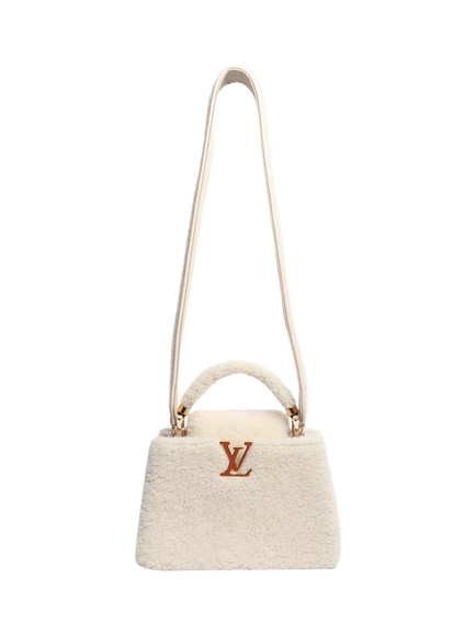 Pre-loved Louis Vuitton Shearling Capucines Top Handle Bag, Cream - view 2, Cream