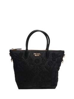 Pre-loved Prada Embroidered Shoulder Bag, Black, Black