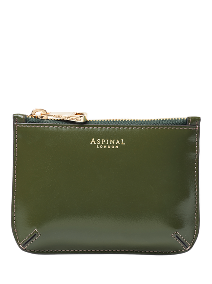 Aspinal of London Small Ella Leather Pouch, Moss Green, Moss Green