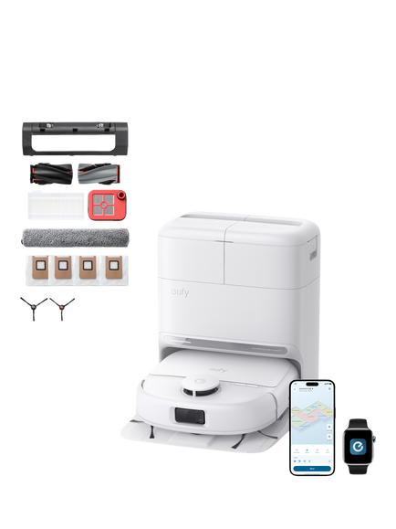 eufy Omni C28 Robot Vacuum and Mop All-in-One Station with Extra Dust Bags, White, White