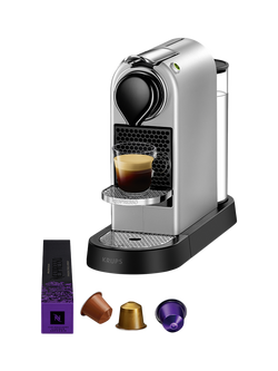 Nespresso CitiZ by Krups XN741B40 Automatic Pod Coffee Machine, Silver, Silver