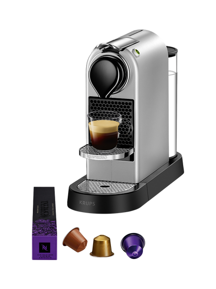 Nespresso CitiZ by Krups XN741B40 Automatic Pod Coffee Machine, Silver, Silver