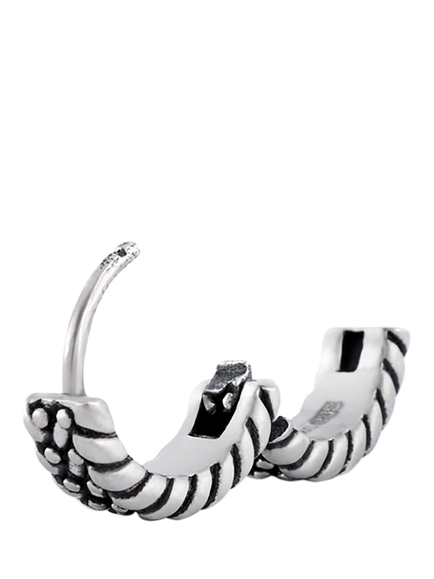 Serge DeNimes Sterling Silver Guard Hoop Earring - view 2, Silver