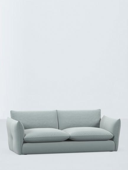 John Lewis Dimple Grand 4 Seater Sofa, Easy Clean Cotton Linen Blend Soft Blue, Easy Clean Cotton Linen Blend Soft Blue