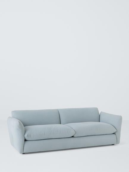 John Lewis Dimple Large 3 Seater Sofa, Easy Clean Cotton Linen Blend Soft Blue, Easy Clean Cotton Linen Blend Soft Blue