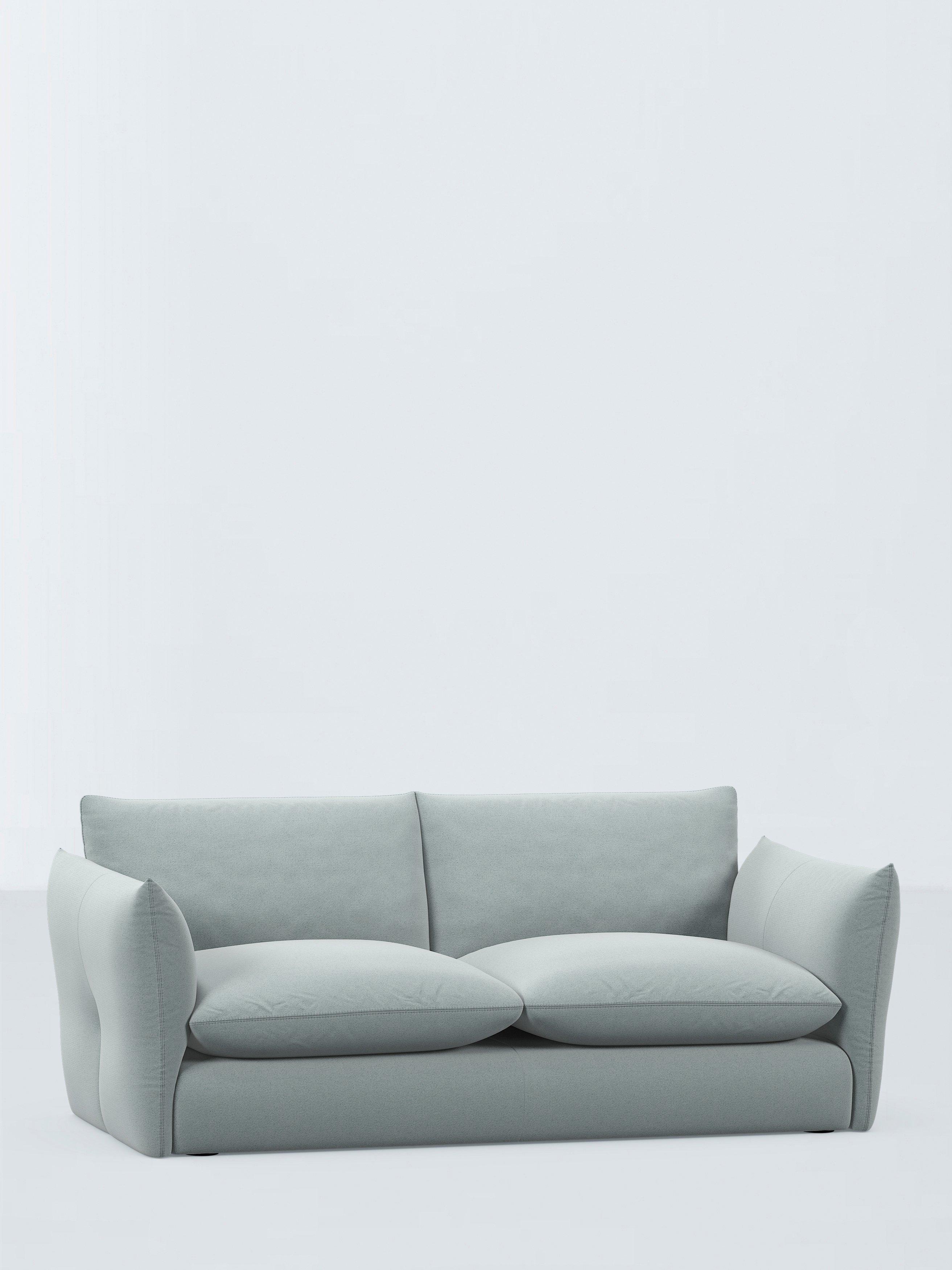 Dimple Range, John Lewis Dimple Medium 3 Seater Sofa, Easy Clean Cotton Linen Blend Soft Blue