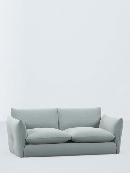 John Lewis Dimple Medium 3 Seater Sofa, Easy Clean Cotton Linen Blend Soft Blue, Easy Clean Cotton Linen Blend Soft Blue