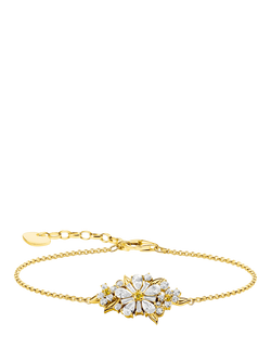 THOMAS SABO Crystal Flower Bracelet, Gold/Clear, Gold/Clear