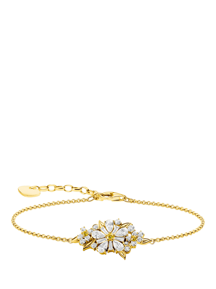 THOMAS SABO Crystal Flower Bracelet, Gold/Clear, Gold/Clear