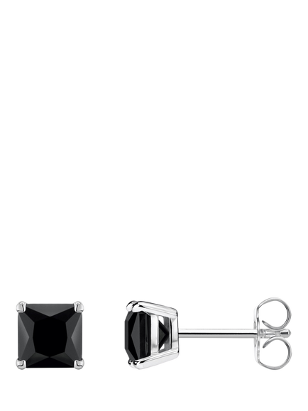 THOMAS SABO Heritage Square Stud Earrings, Silver/Black, Silver/Black