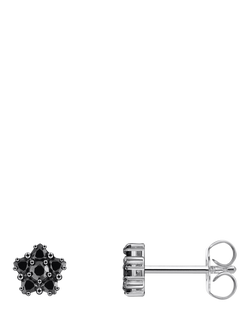 THOMAS SABO Floral Stud Earrings, Silver/Black, Silver/Black